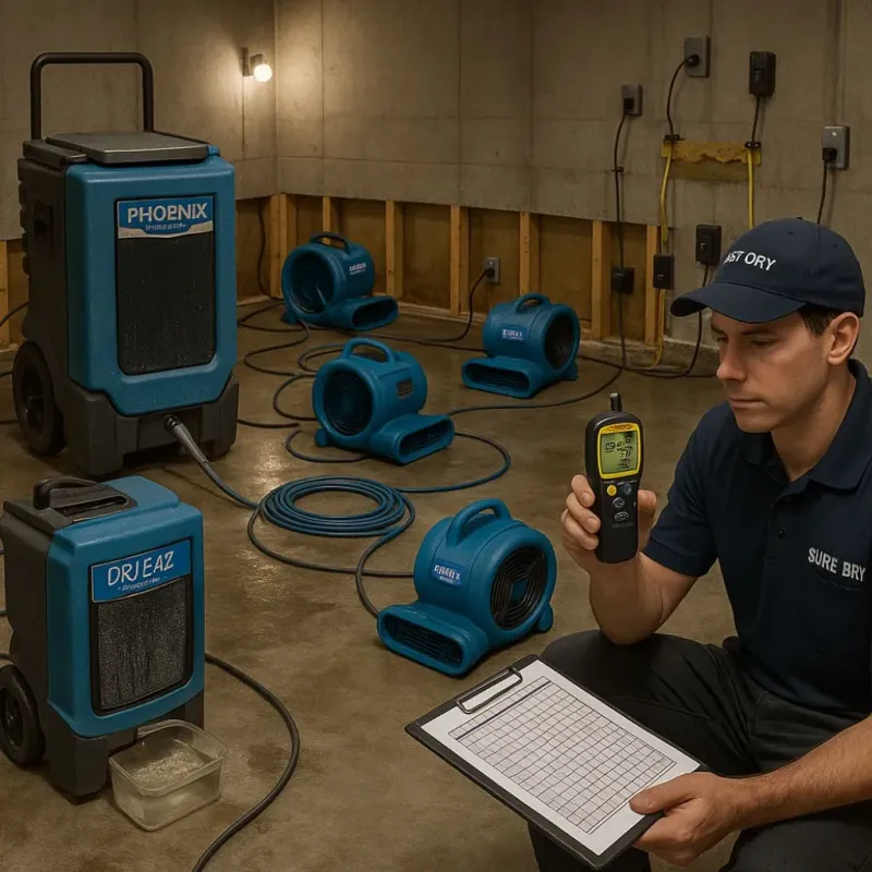 Structural Drying and Dehumidification process in Wilton, CT